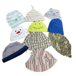 Multiples 𝅺baby boy bundle of 10 hats various Sz